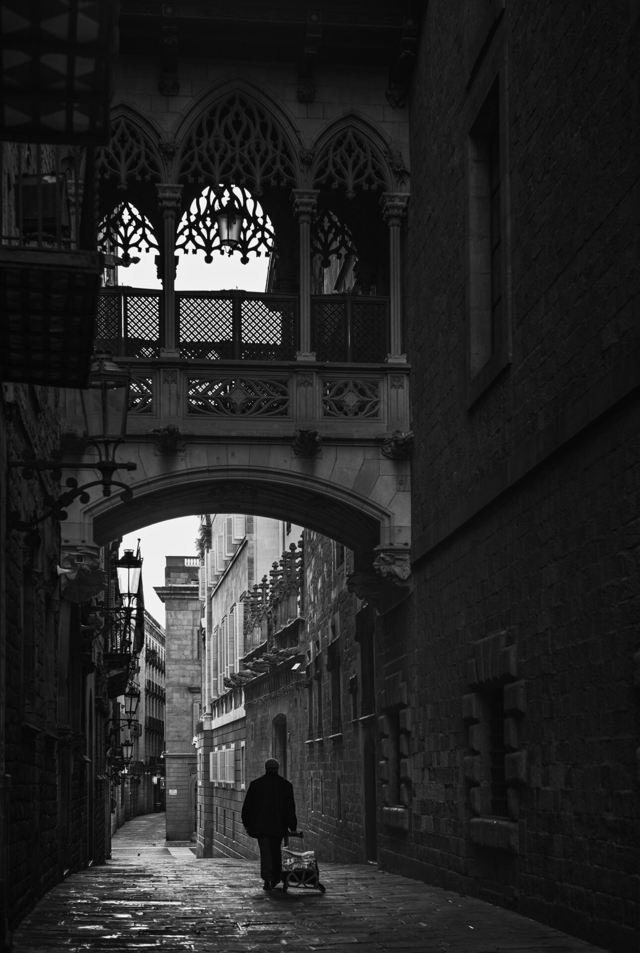 Barcelona Alley Way Photo in Black and White