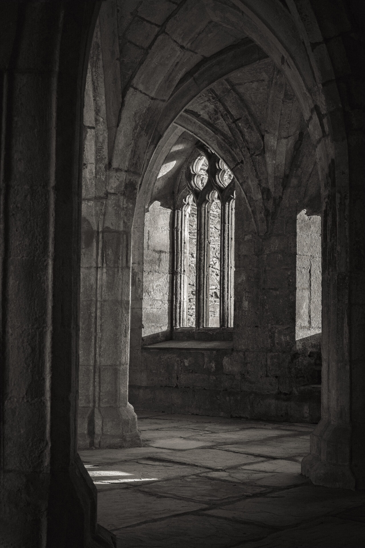 Old Valle Crucis Cistercian Abbey Inside Arched Windows